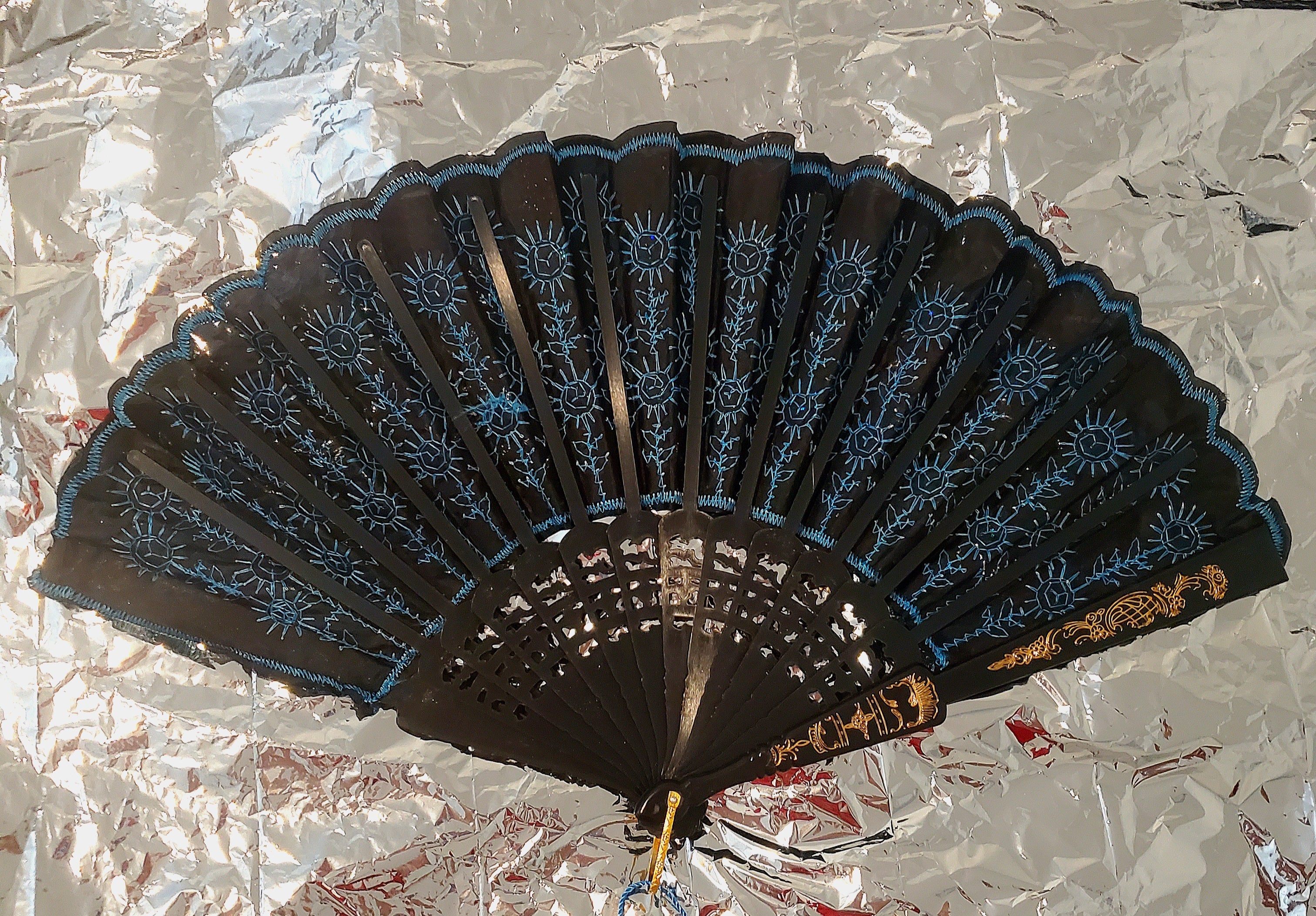 Ornate Folding Festival Fan in 8 Colors