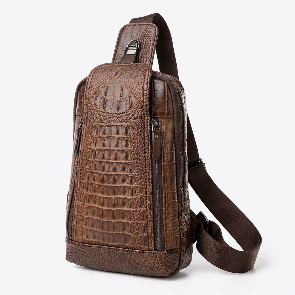 Croc Design Leather Sling Bag – Sophisticated & Practical
