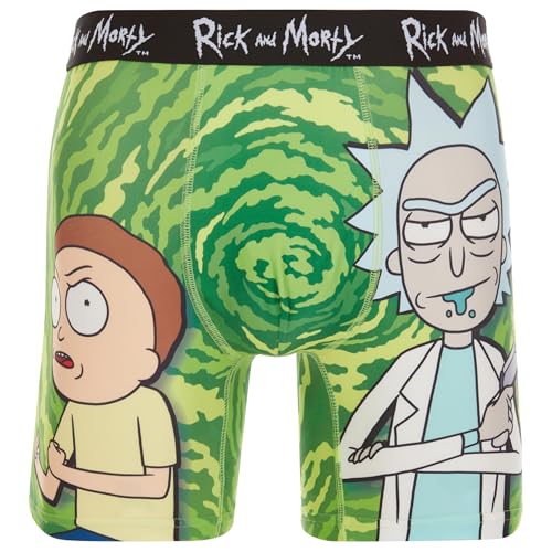 COCO BRANDS Mens Boxer Briefs - Rick and Morty Cotton Lined Crotch No Fly Underwear Boxers for Men with Support Pouch (S-XL)