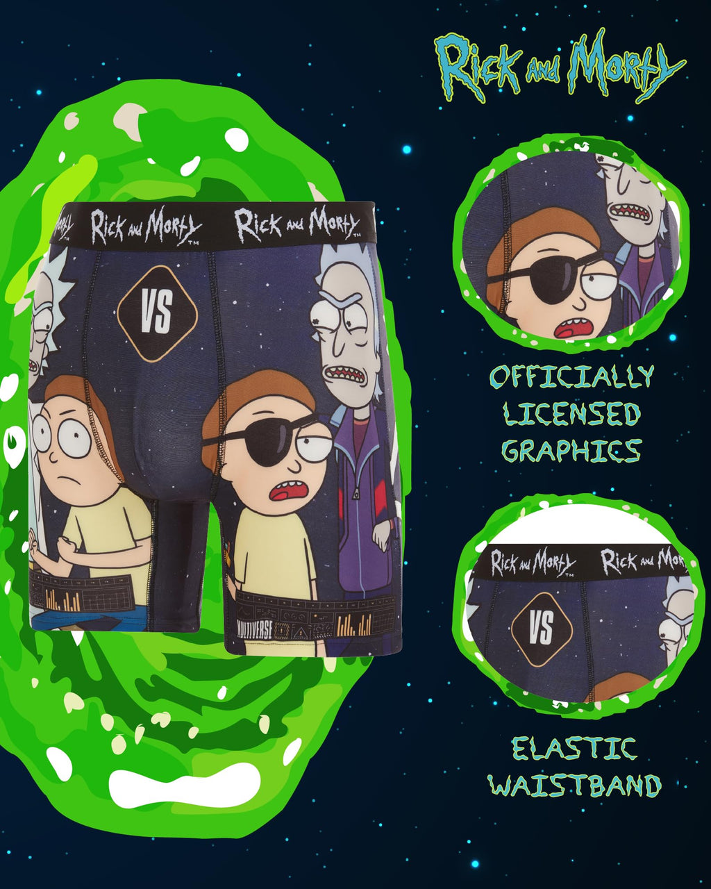 COCO BRANDS Mens Boxer Briefs - Rick and Morty Cotton Lined Crotch No Fly Underwear Boxers for Men with Support Pouch (S-XL)