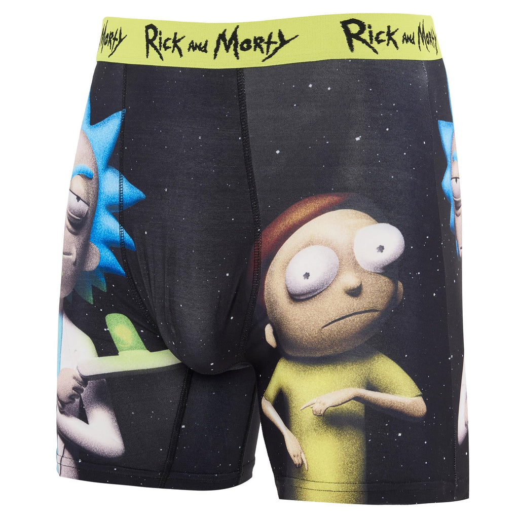 COCO BRANDS Mens Boxer Briefs - Rick and Morty Cotton Lined Crotch No Fly Underwear Boxers for Men with Support Pouch (S-XL)