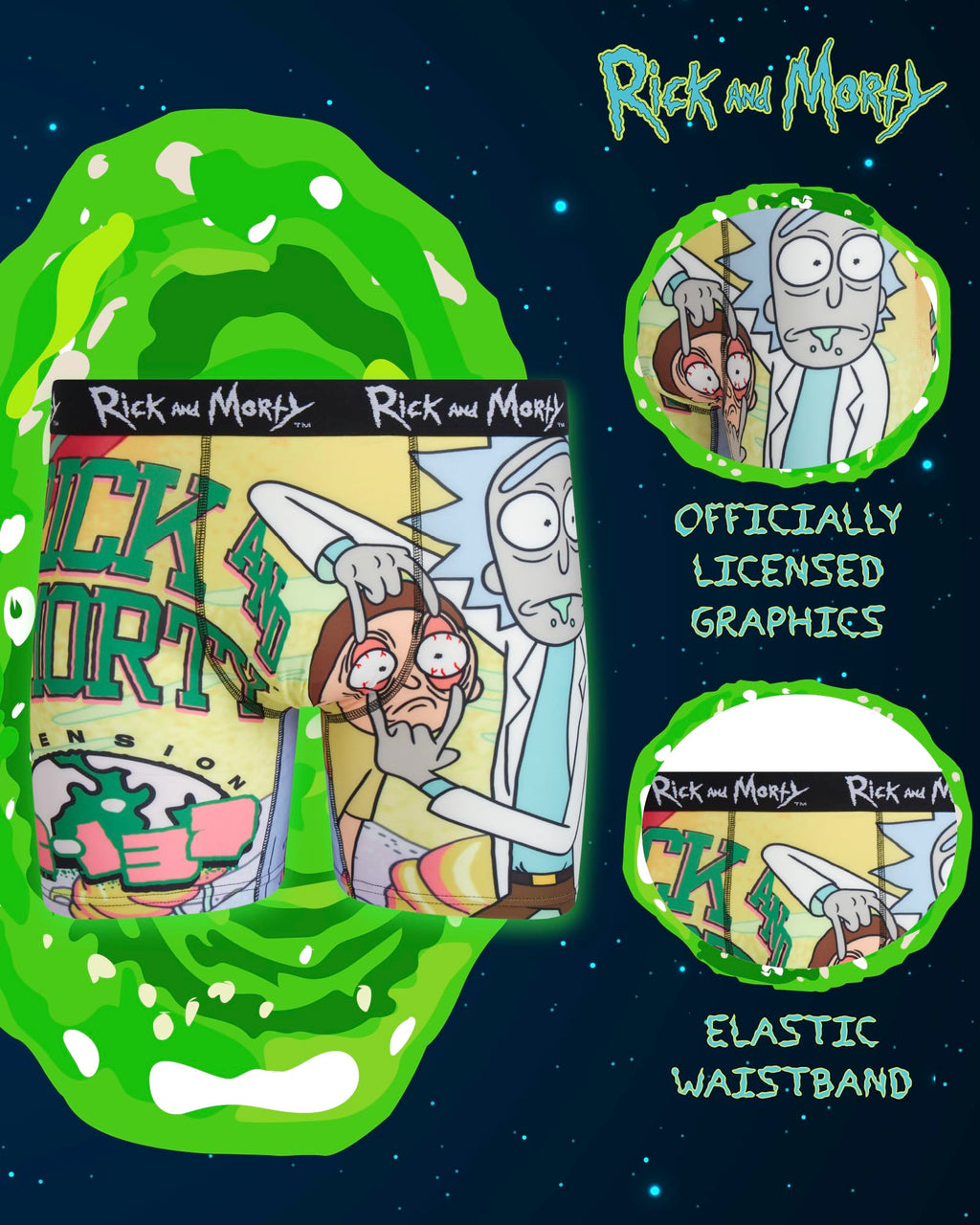 COCO BRANDS Mens Boxer Briefs - Rick and Morty Cotton Lined Crotch No Fly Underwear Boxers for Men with Support Pouch (S-XL)