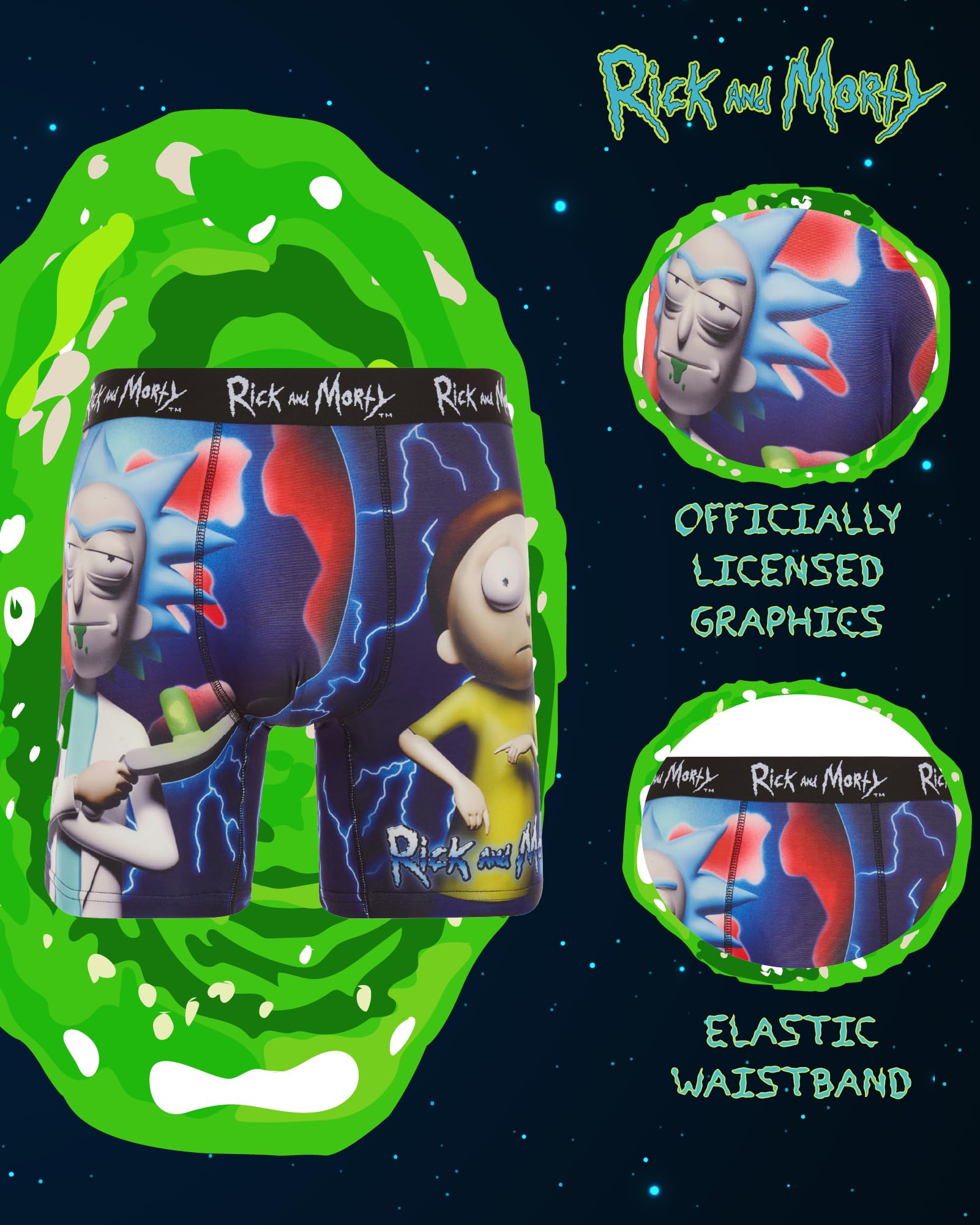 COCO BRANDS Mens Boxer Briefs - Rick and Morty Cotton Lined Crotch No Fly Underwear Boxers for Men with Support Pouch (S-XL)