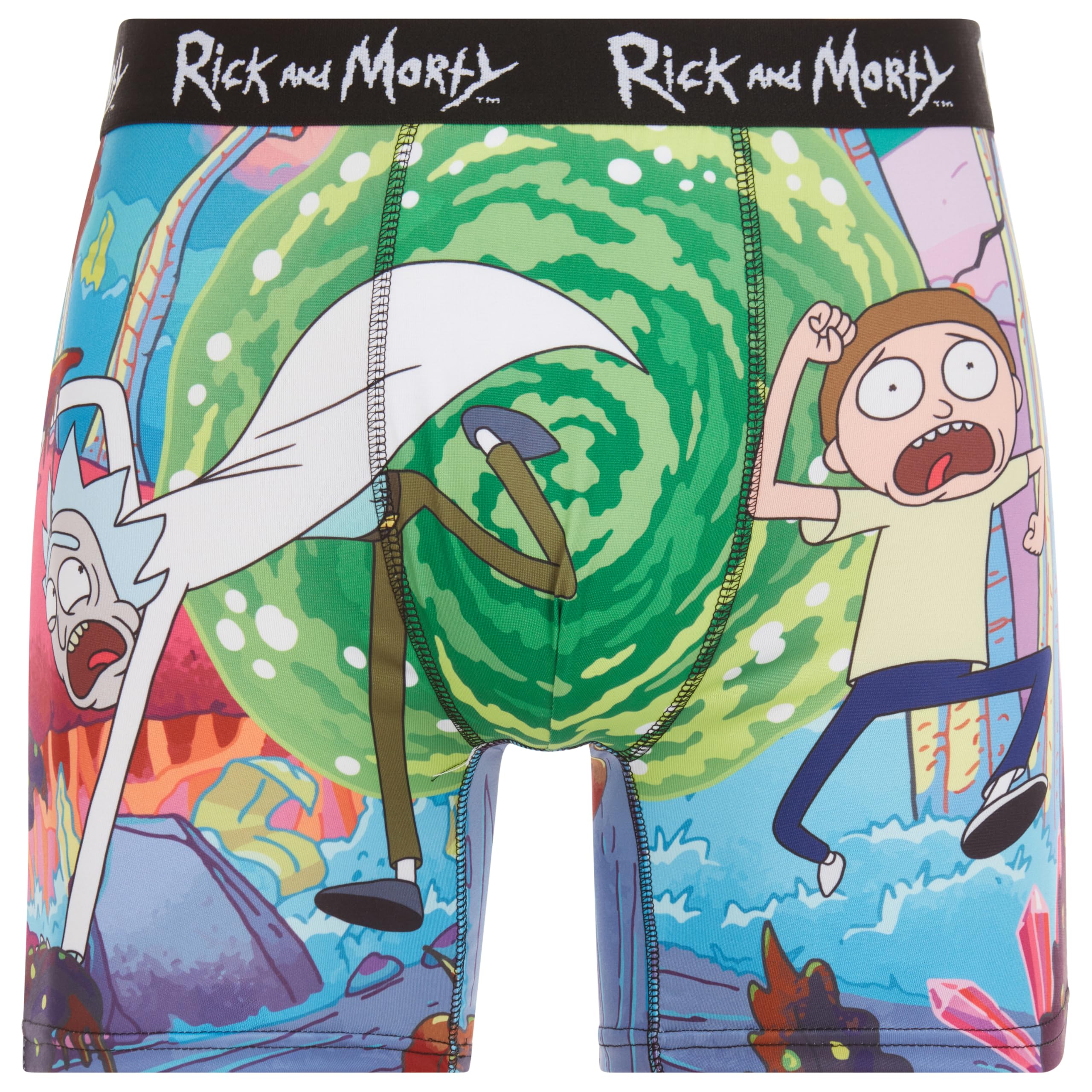 COCO BRANDS Mens Boxer Briefs - Rick and Morty Cotton Lined Crotch No Fly Underwear Boxers for Men with Support Pouch (S-XL)