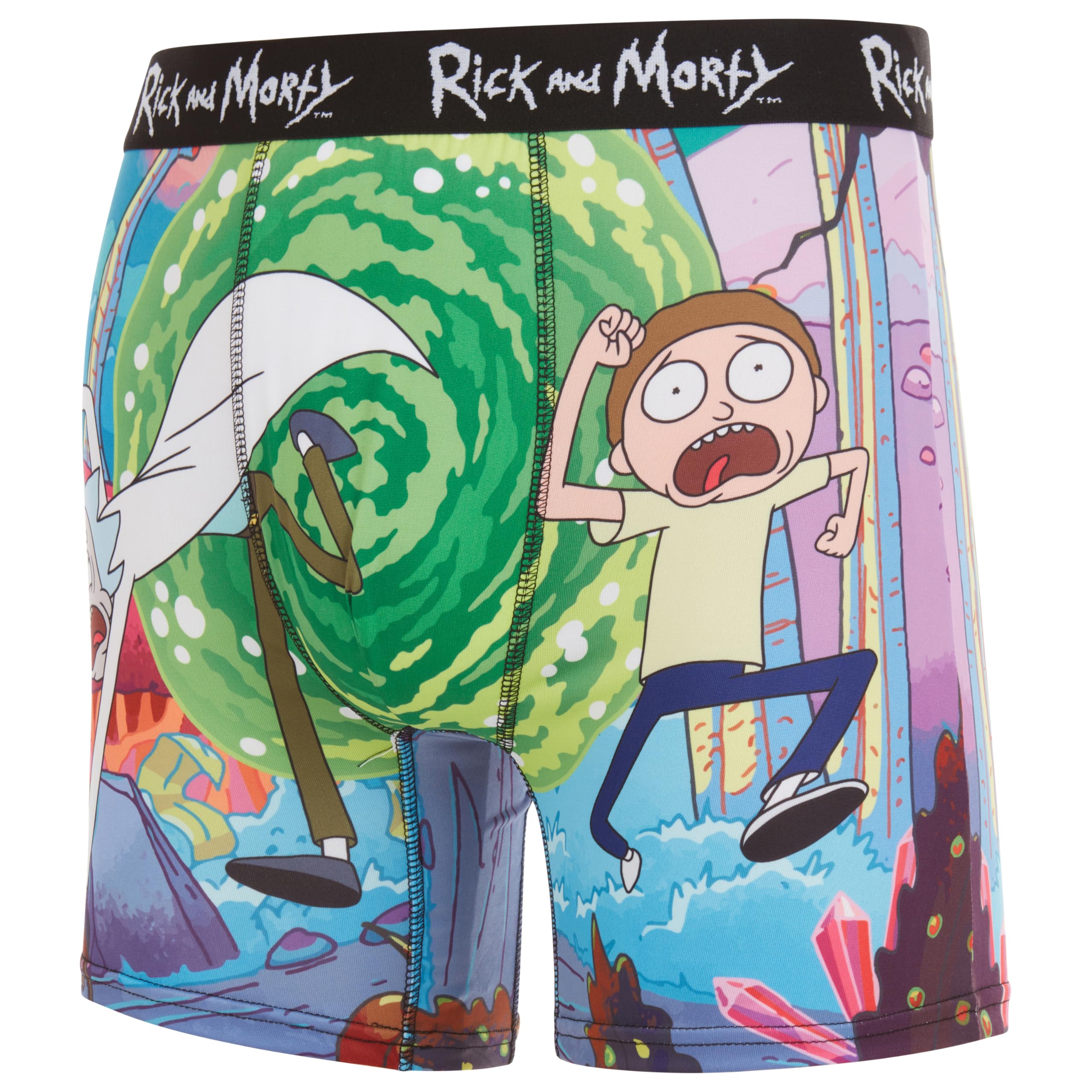 COCO BRANDS Mens Boxer Briefs - Rick and Morty Cotton Lined Crotch No Fly Underwear Boxers for Men with Support Pouch (S-XL)