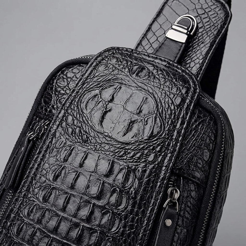 Croc Design Leather Sling Bag – Sophisticated & Practical