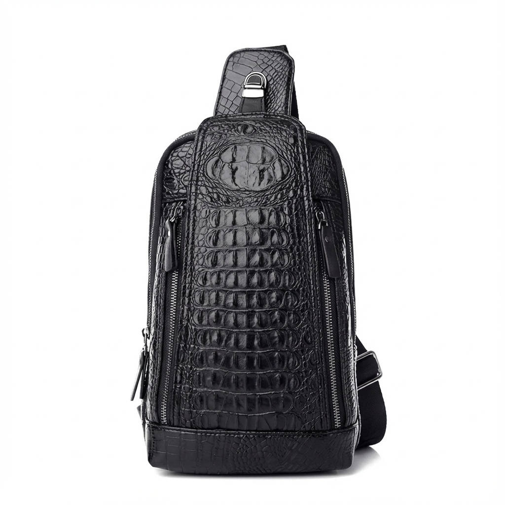 Croc Design Leather Sling Bag – Sophisticated & Practical