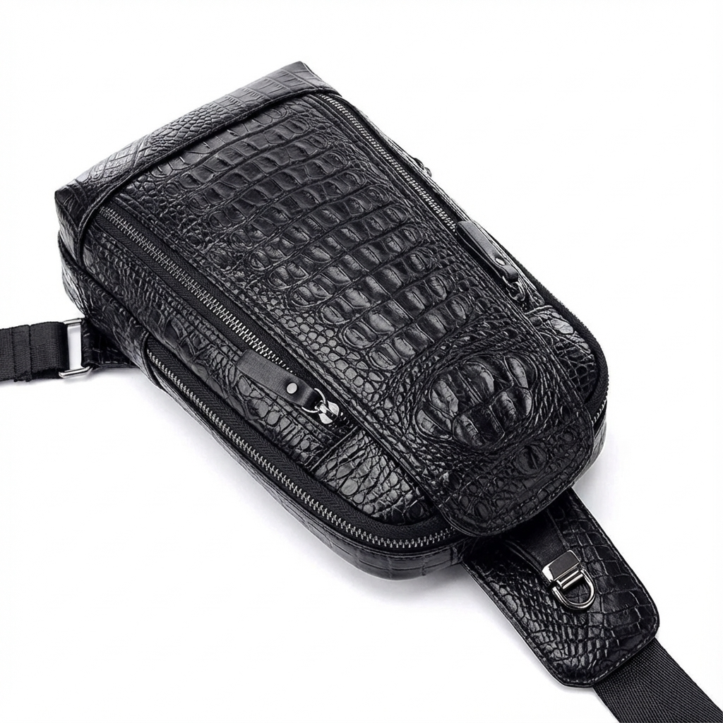 Croc Design Leather Sling Bag – Sophisticated & Practical