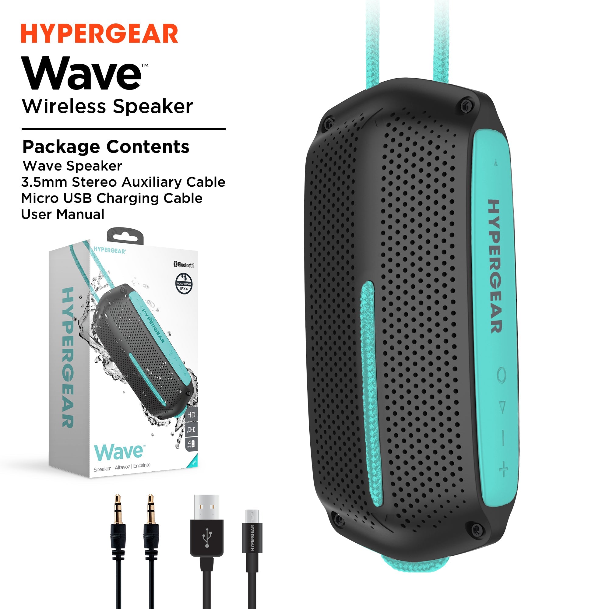 HyperGear Wave Water Resistant Wireless Speaker with Extended Battery Life