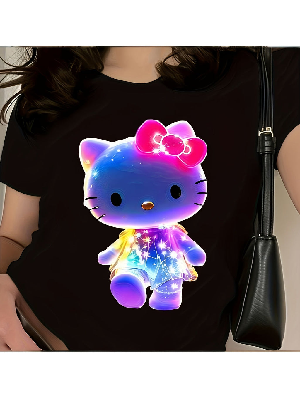 Cute  Hello Kitty Neon Glow Graphic Tee